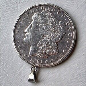 1921 Morgan Silver Dollar Pendant  Unique, Upside Down 28 G